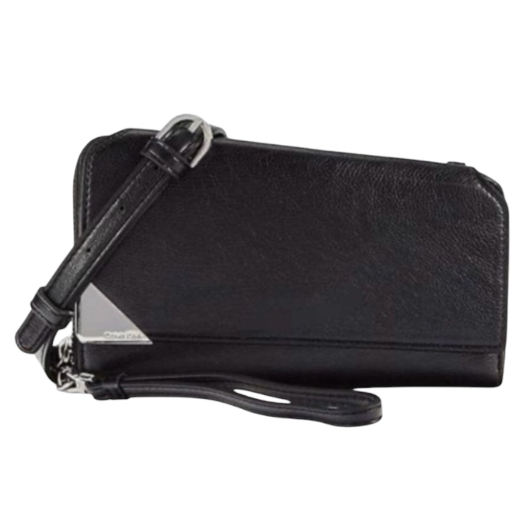 Calvin Klein Black Crossbody Zip Around Bag Wallet w/ Removable Strap